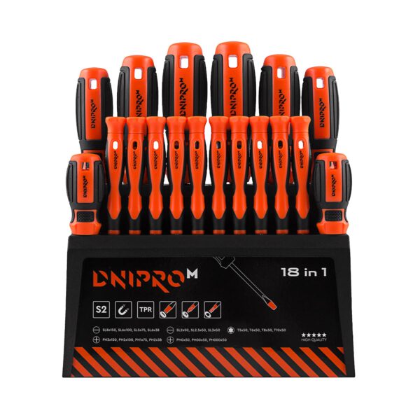 Csavarhúzó készlet állvánnyal Dnipro-M S2 (18 részes)